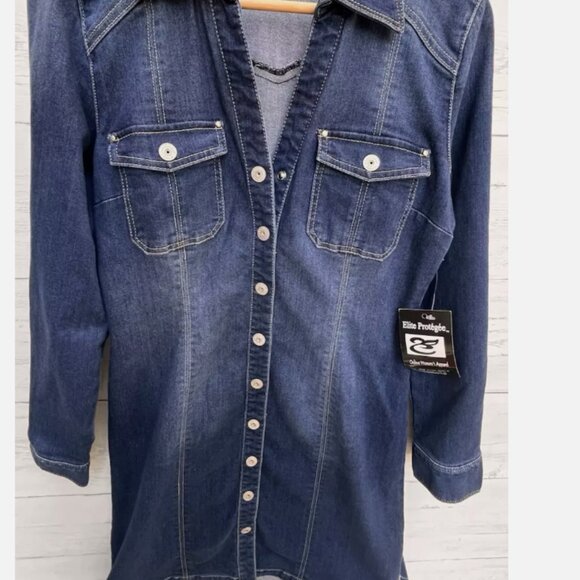 INC International Concepts Women's Jeans Dress Sz 8 Fitted Denim Shirtdress NEW! - Picture 8 of 9